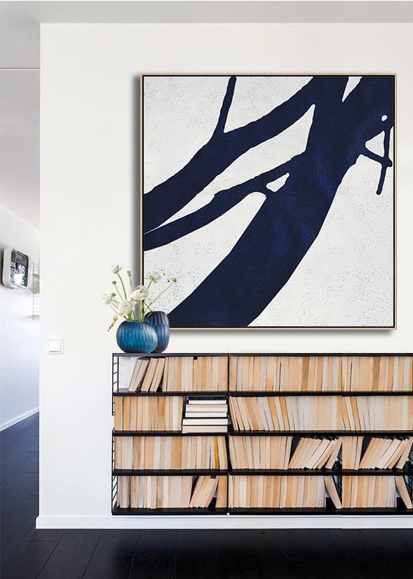 Navy Blue Minimalist Painting #NV195A - Click Image to Close